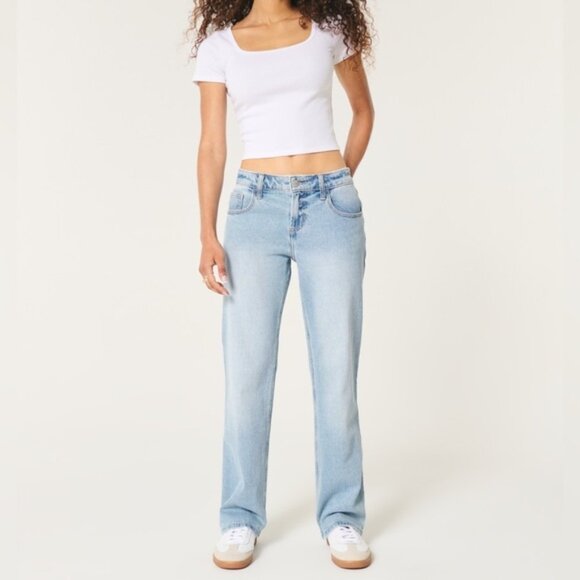 Hollister Low-Rise Relaxed Straight Distressed Jeans Sz 30 Short - Picture 2 of 12